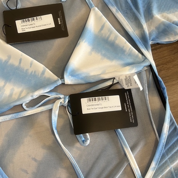 Pretty Little Thing blue tie dye bikini set size 0 - Picture 3 of 10